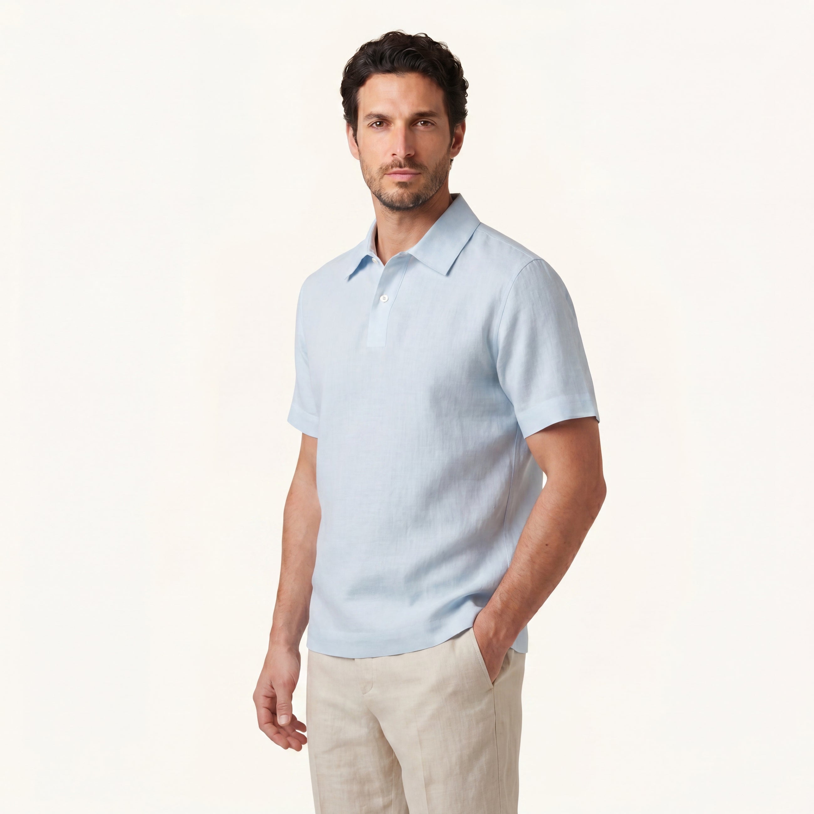 Glacier Blue Lino Polo Shirt