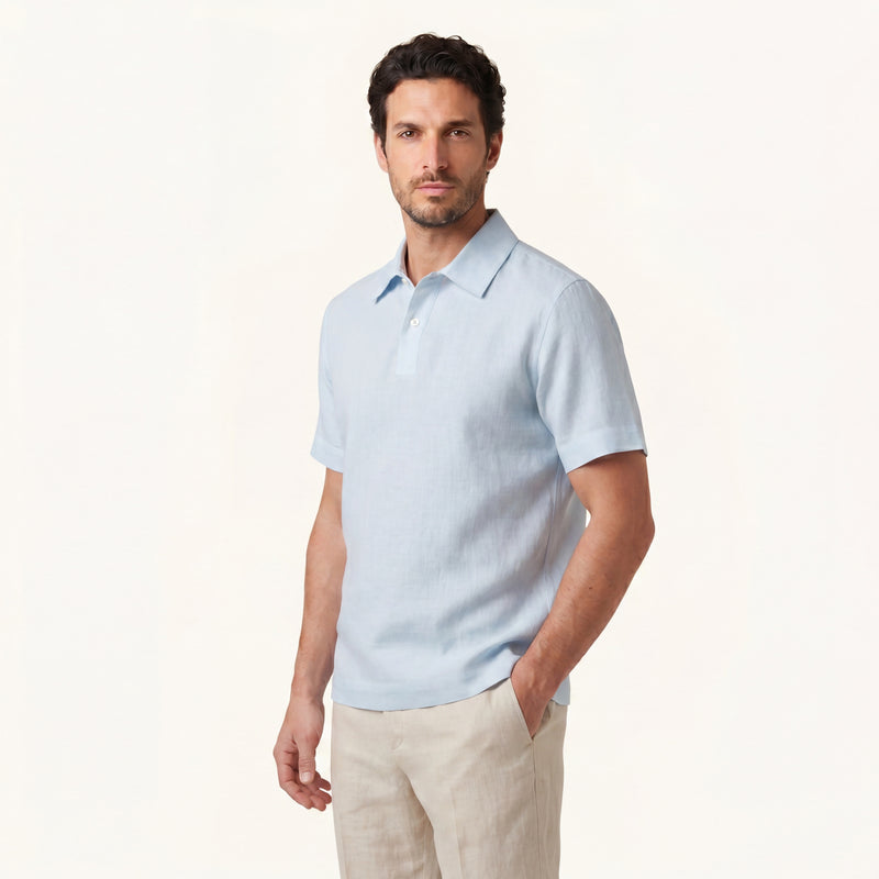 Glacier Blue Lino Polo Shirt
