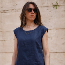 Sera Lino Top in Imperial Blue