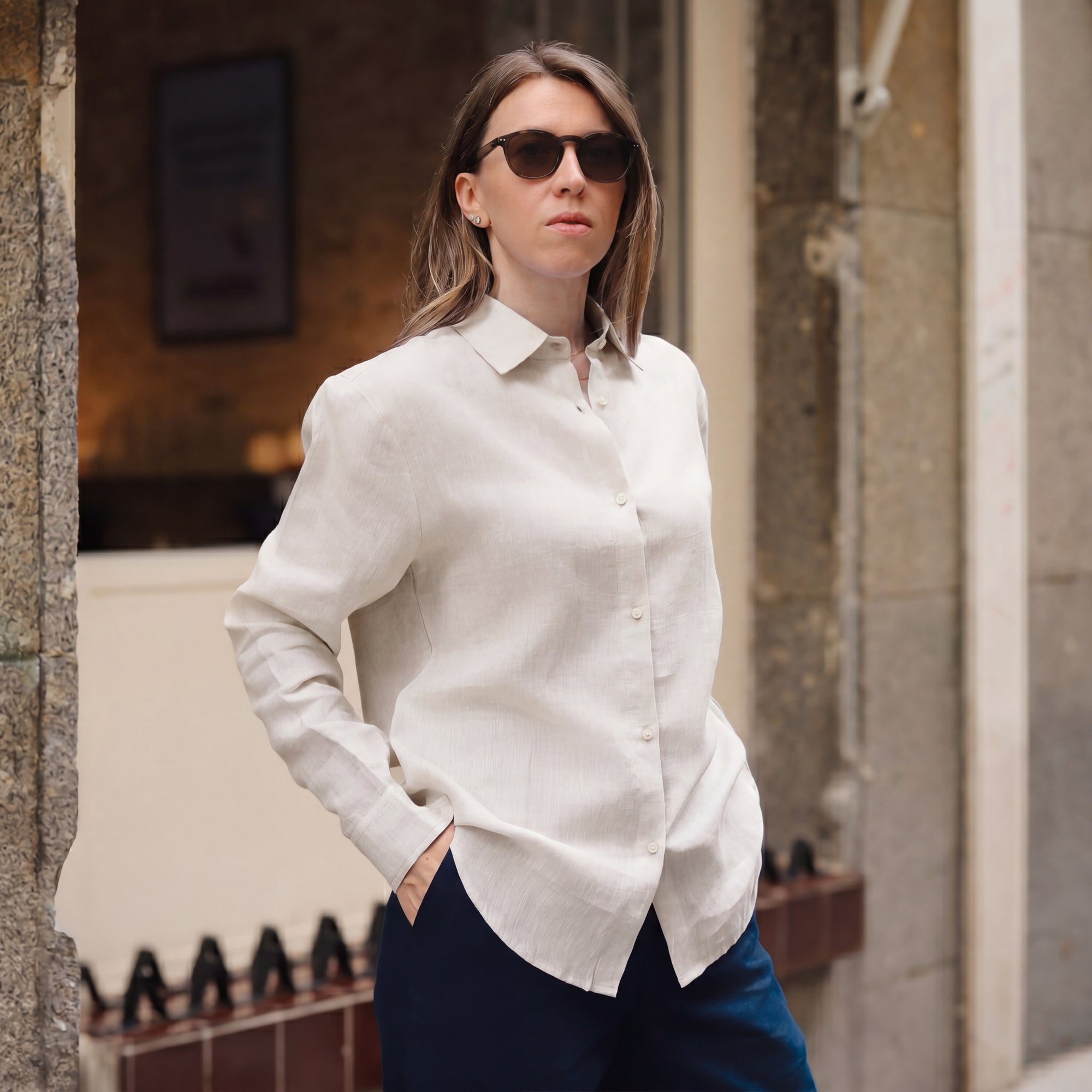 Women's Ivory Ash Linen Shirt