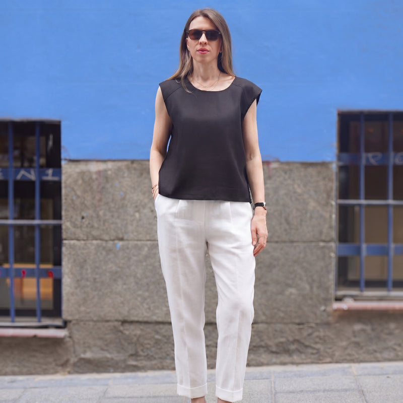 Elba Linen Pants in Ivory Ash