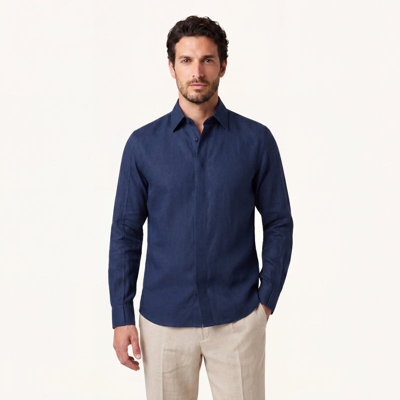 Alba Linen Shirt in Imperial Blue