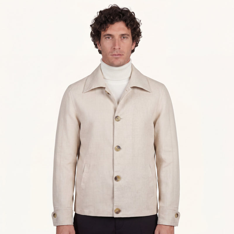 Aria Italian Linen Jacket in Ivory Ash