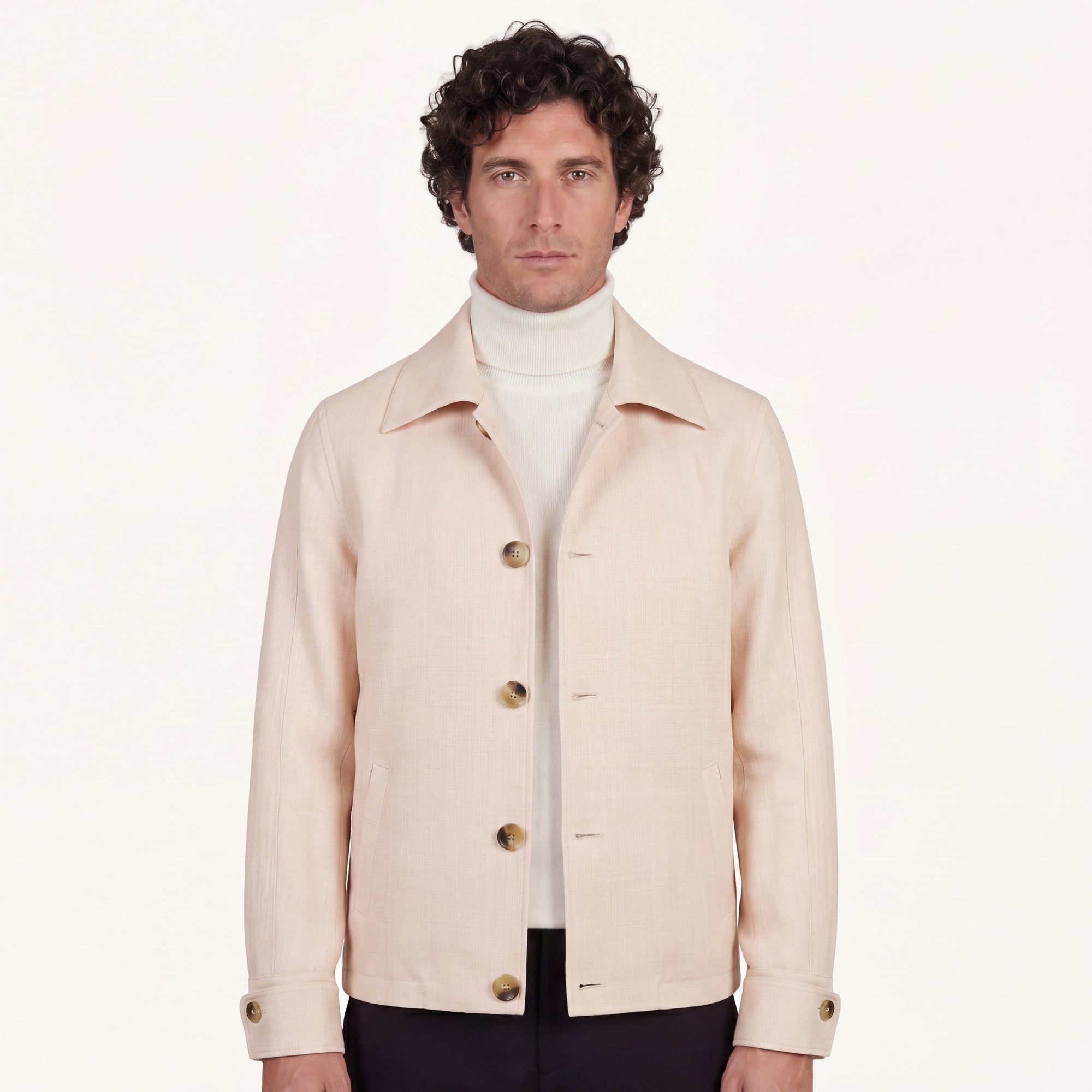 Aria Wool-Silk-Linen Jacket in Warm Ivory