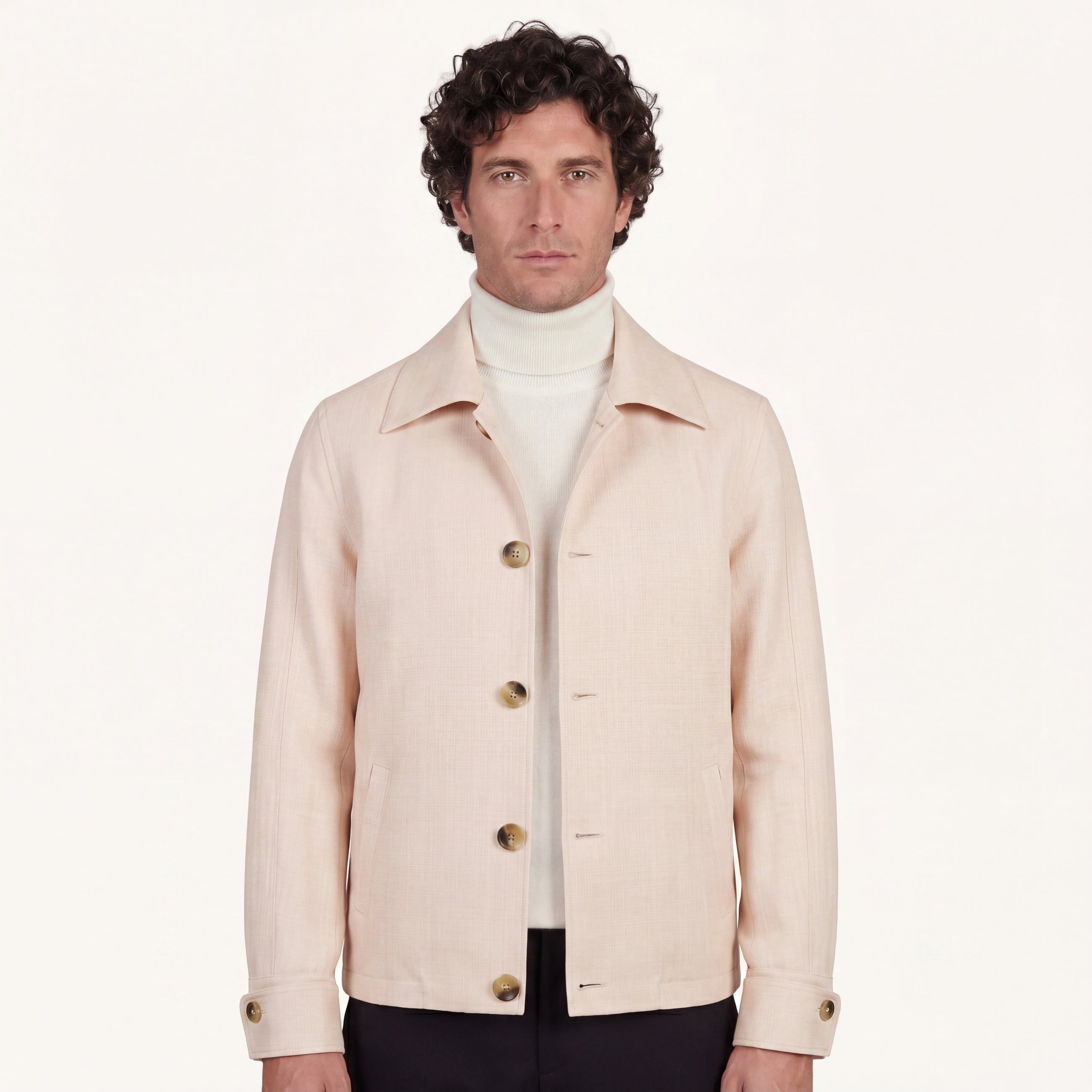 Aria Wool-Silk-Linen Jacket in Warm Ivory