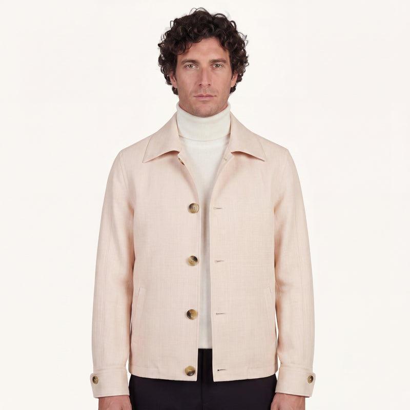 Aria Wool-Silk-Linen Jacket in Warm Ivory