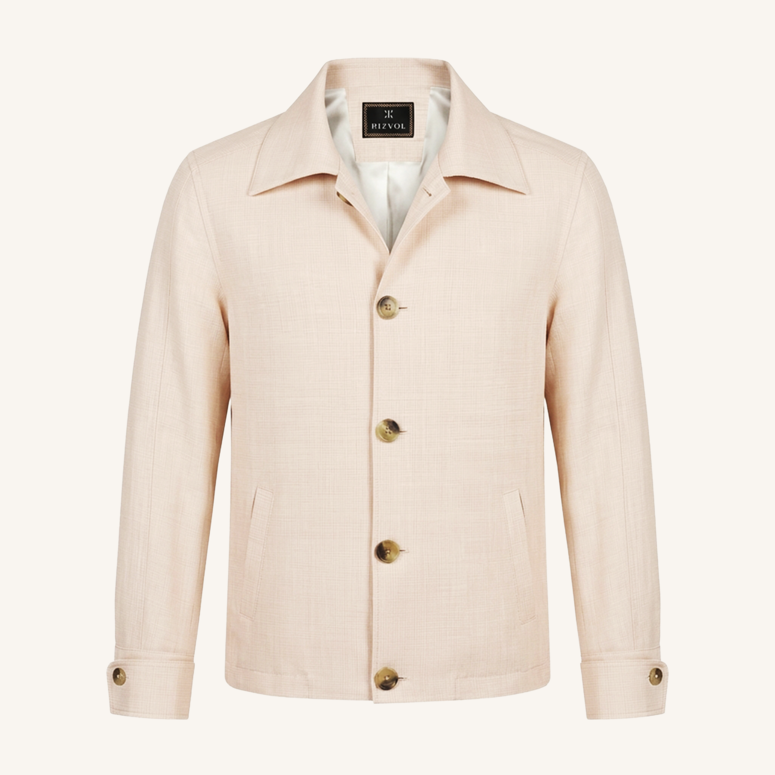 Aria Wool-Silk-Linen Jacket in Warm Ivory