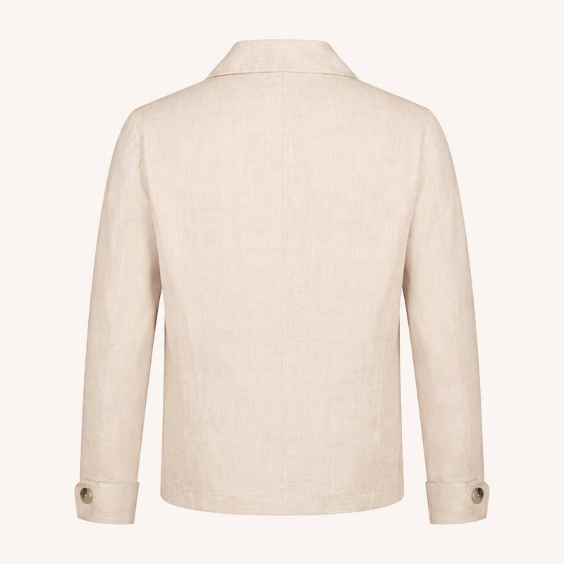 Aria Wool-Silk-Linen Jacket in Warm Ivory