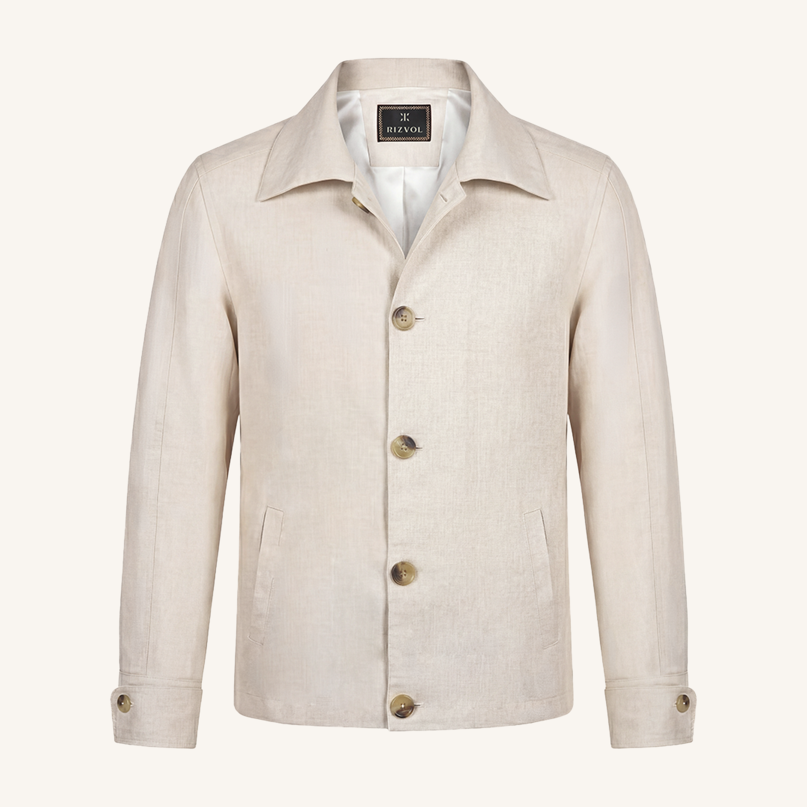 Aria Italian Linen Jacket in Ivory Ash