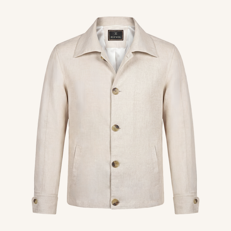 Aria Italian Linen Jacket in Ivory Ash