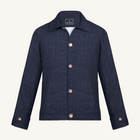 Aria Wool-Silk-Linen Jacket in Navy Mélange