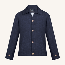 Aria Wool-Silk-Linen Jacket in Navy Mélange