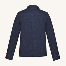 Aria Wool-Silk-Linen Jacket in Navy Mélange