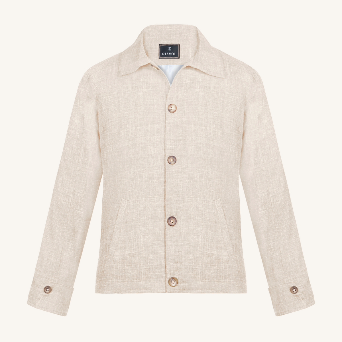 Aria Wool-Silk-Linen Jacket in Warm Ivory