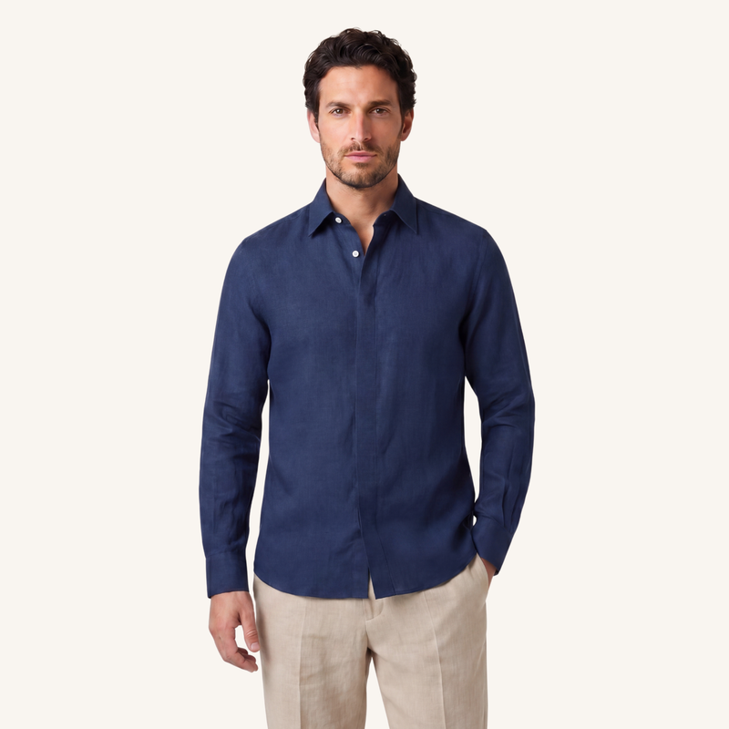 Alba Linen Shirt in Inkwell