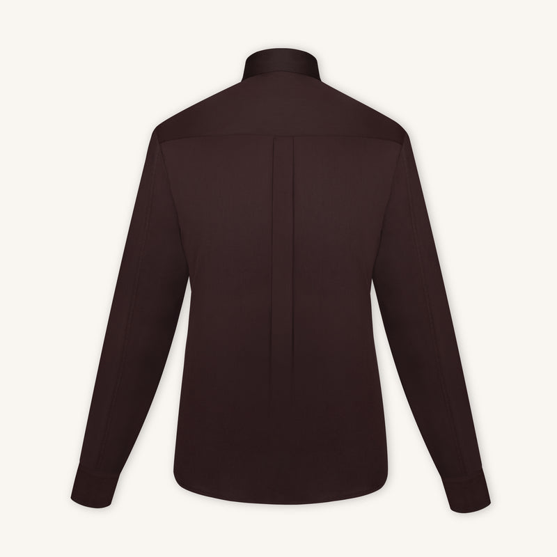 Rizvol Alba Auburn brown Cotton Silk Shirt, back view