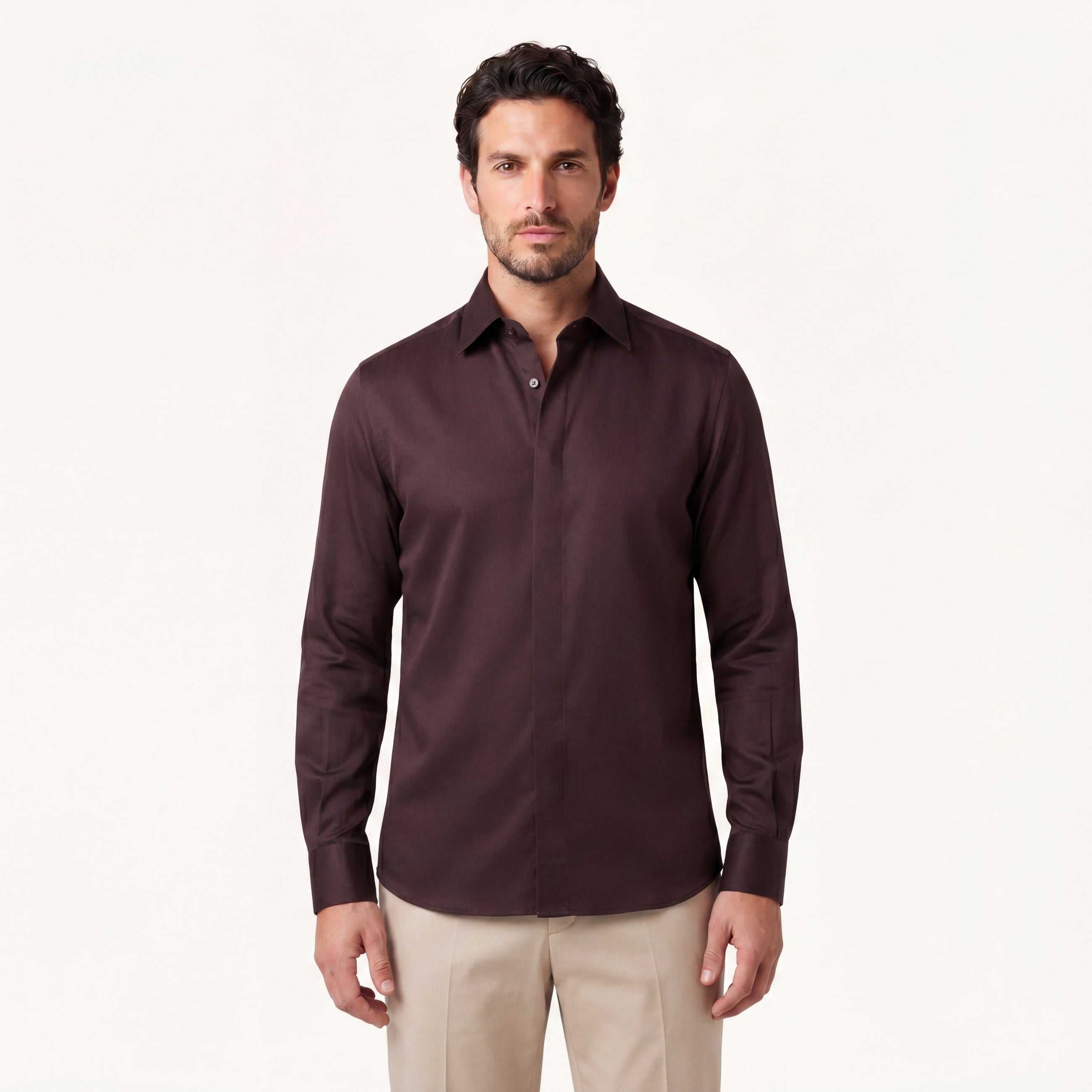 Alba Cotton-Silk Shirt in Auburn Cotton-Silk · Woven & Dyed in Italy / Auburn / XL