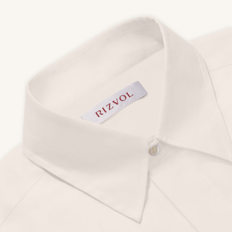 Rizvol Alba Beige Cotton Silk Shirt, close-up