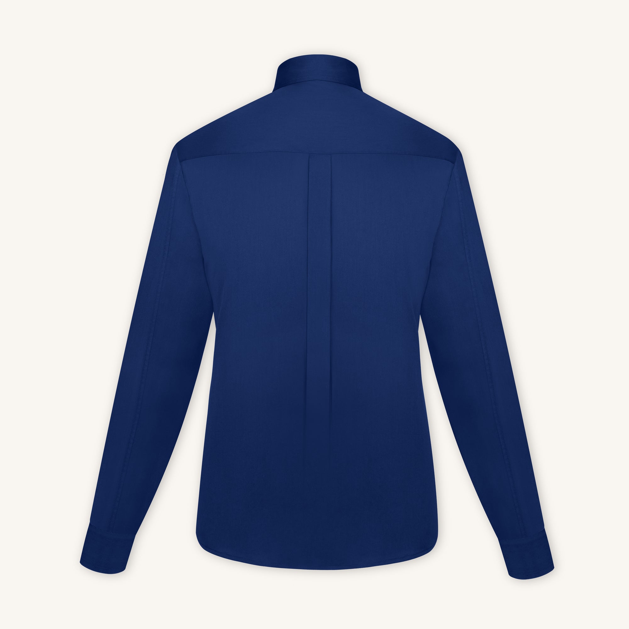 Rizvol alba cotton silk shirt in riva blue, back view