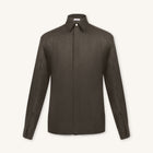 Rizvol Alba Ashfall Olive linen shirt, front view