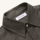 Rizvol Alba Ashfall Olive linen shirt, close-up