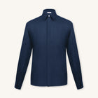 Rizvol Alba navy-blue linen shirt, front view 
