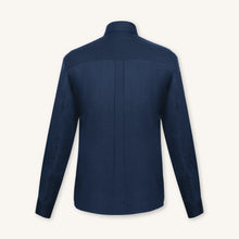 Rizvol Alba navy-blue linen shirt, back view