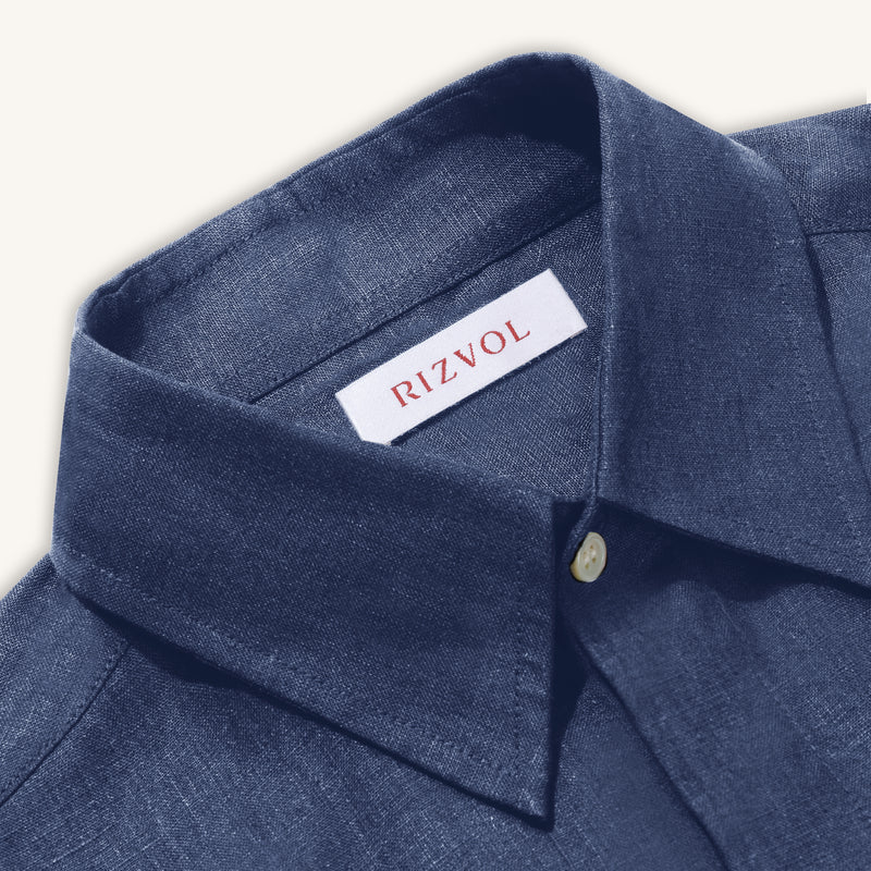 Rizvol Alba Inkwell linen shirt, close-up