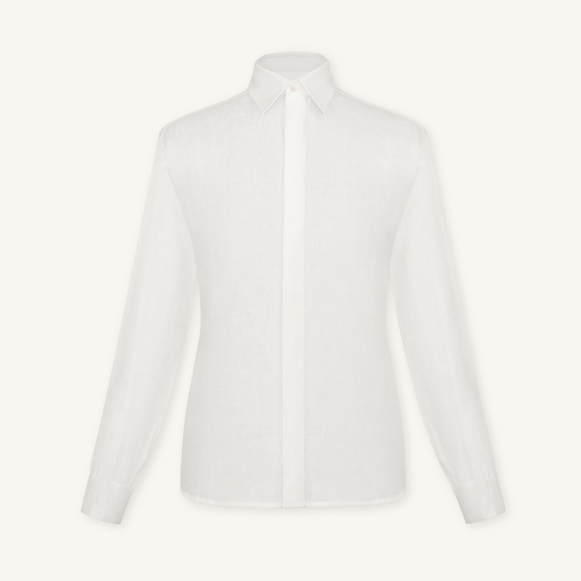 Rizvol Alba Ivory Ash Beige linen shirt, front view