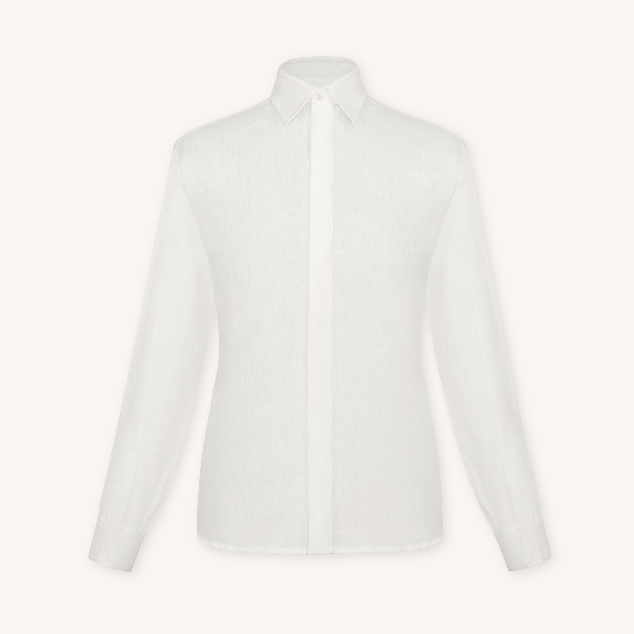 Rizvol Alba Ivory Ash Beige linen shirt, front view