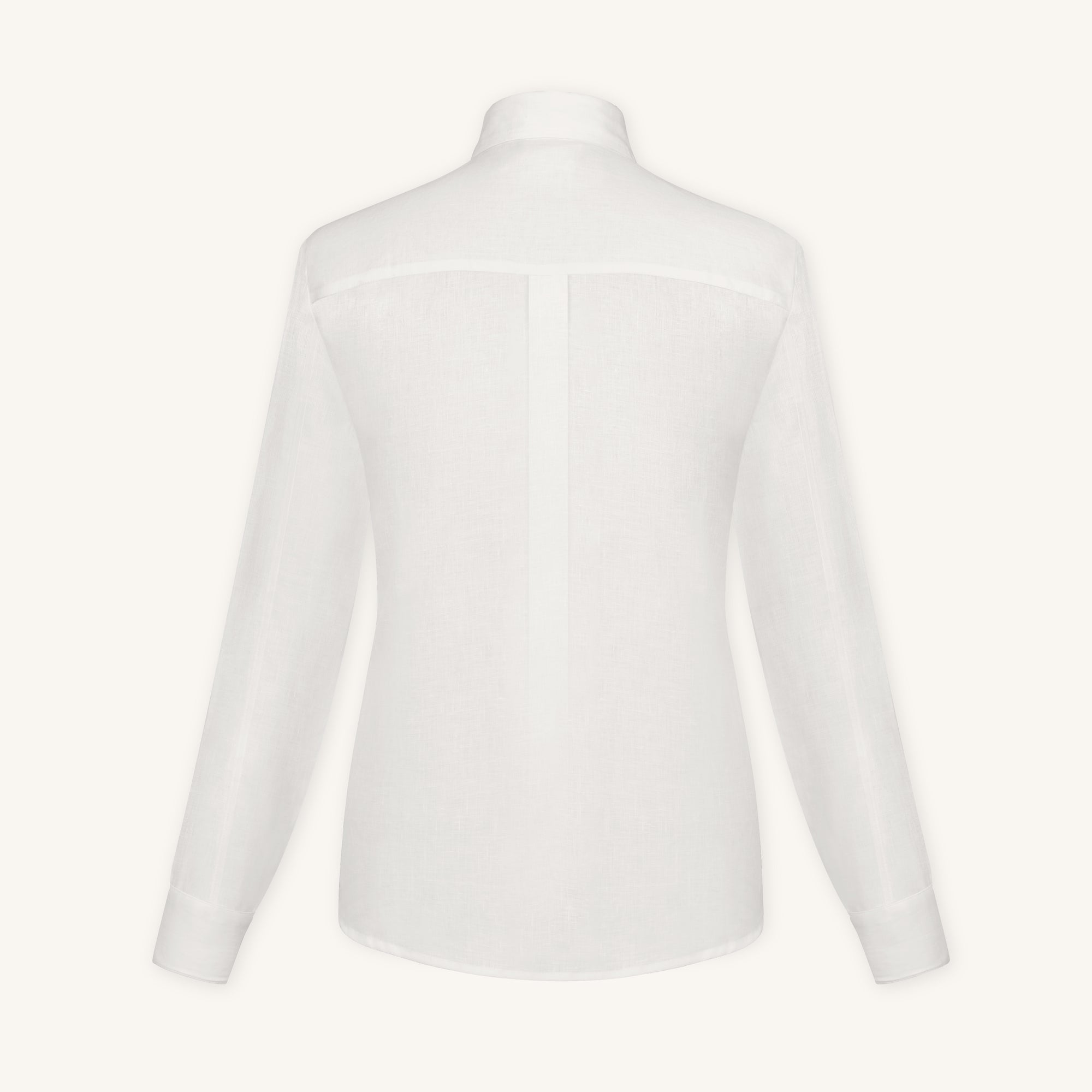Rizvol Alba Ivory Ash Beige linen shirt, back view