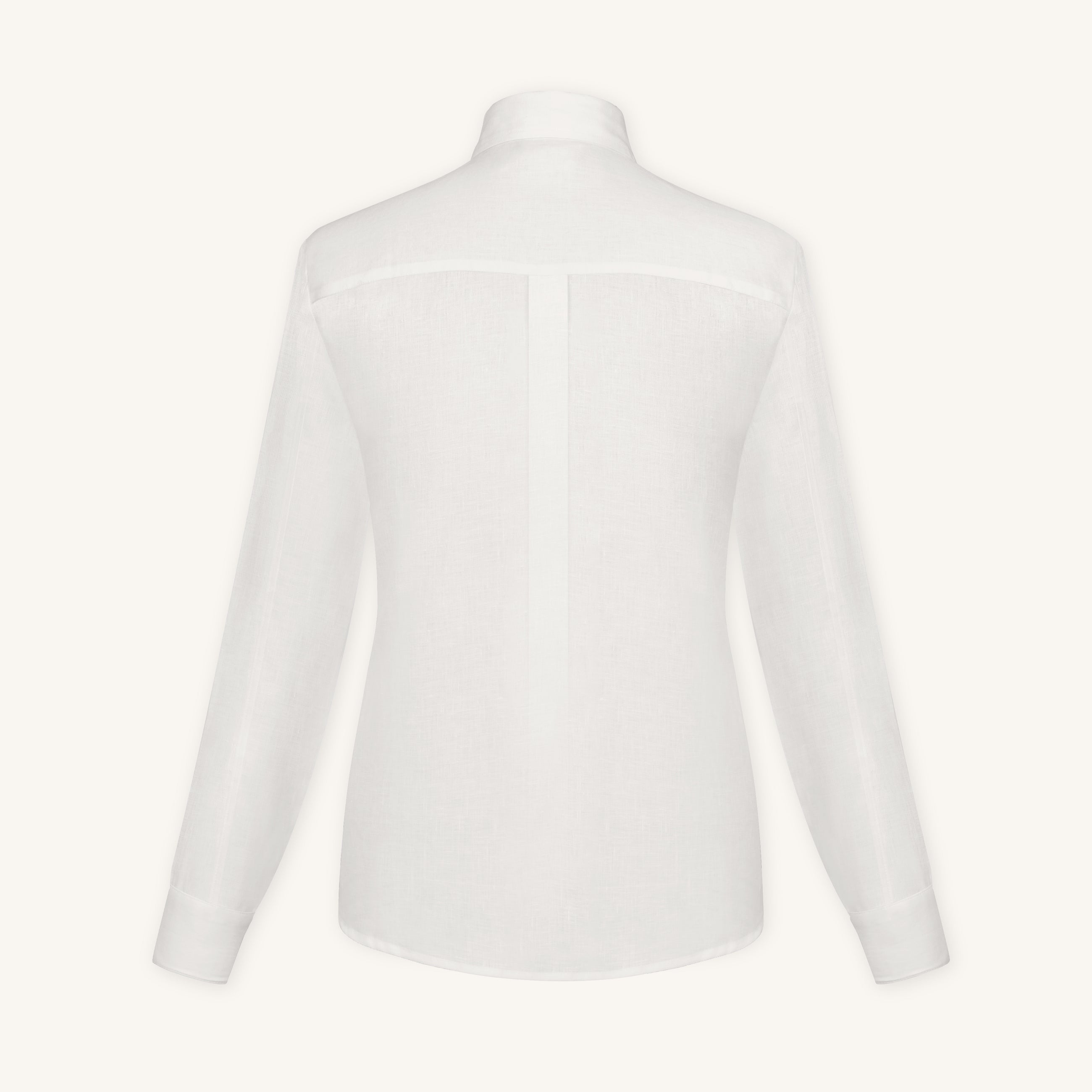 Rizvol Alba Ivory Ash Beige linen shirt, back view