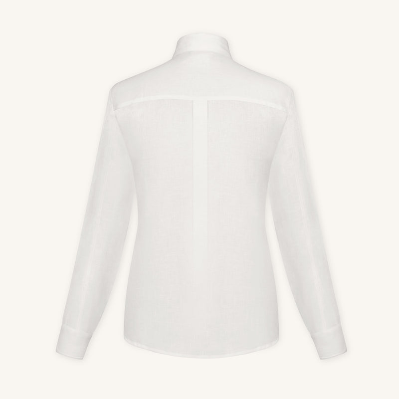 Rizvol Alba Ivory Ash Beige linen shirt, back view