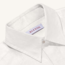 Rizvol Alba Ivory Ash Beige linen shirt, close-up