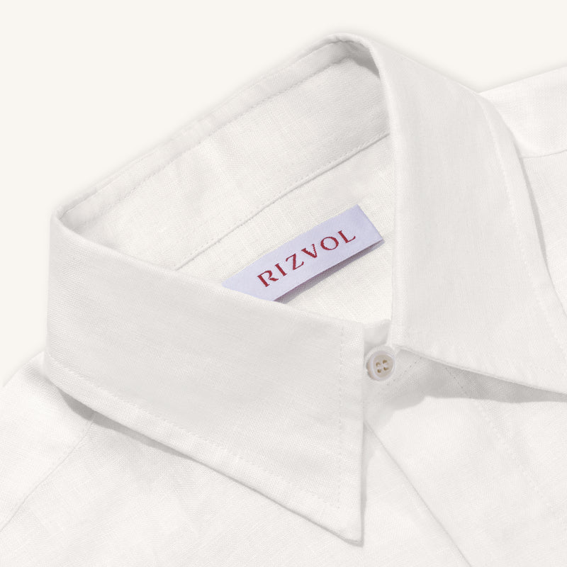 Rizvol Alba Ivory Ash Beige linen shirt, close-up