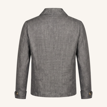 Rizvol aria wool silk linen jacket in graphite , back view