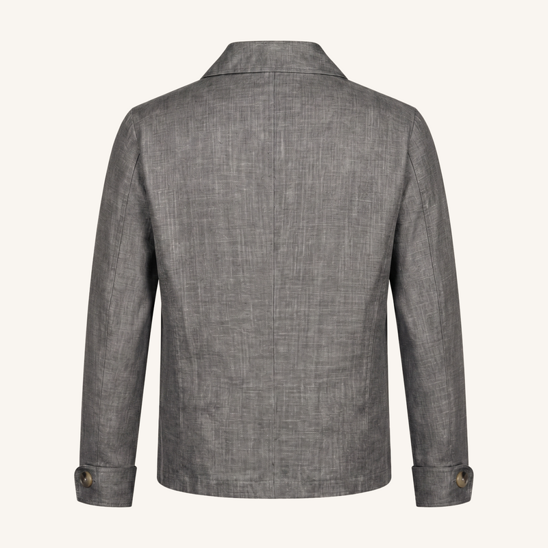Rizvol aria wool silk linen jacket in graphite , back view
