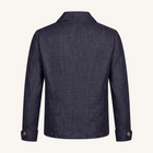 Aria wool silk linen jacket in navy blue , back view