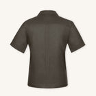 Rizvol Ashfall Olive Green linen polo shirt, back view