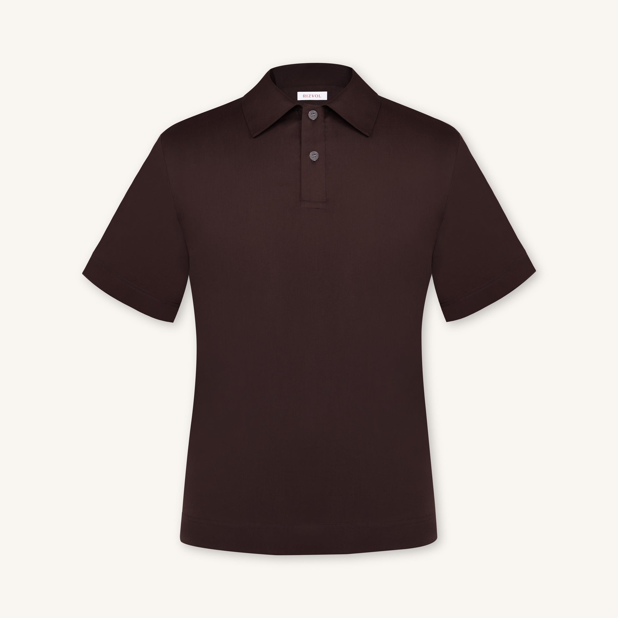 Rizvol Alba Auburn brown Cotton Silk Shirt, front view