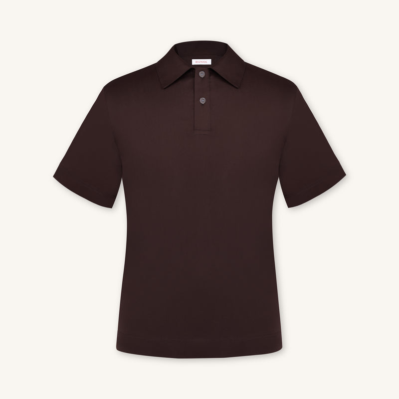 Rizvol Alba Auburn brown Cotton Silk Shirt, front view