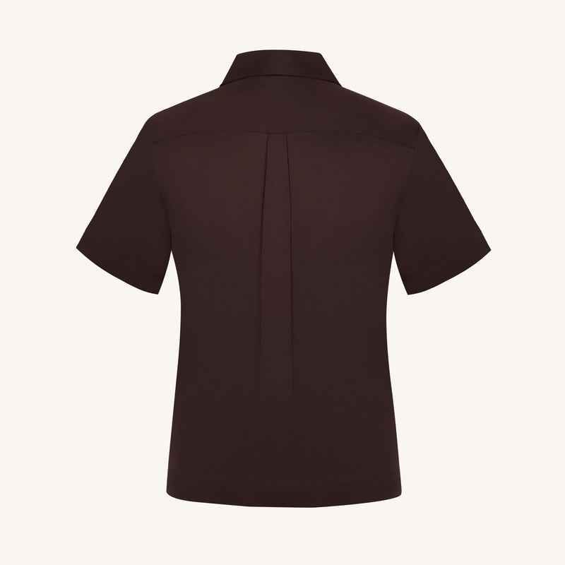 Rizvol Alba Auburn brown Cotton Silk Shirt, back view
