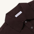 Rizvol Alba Auburn brown Cotton Silk Shirt, close-up 