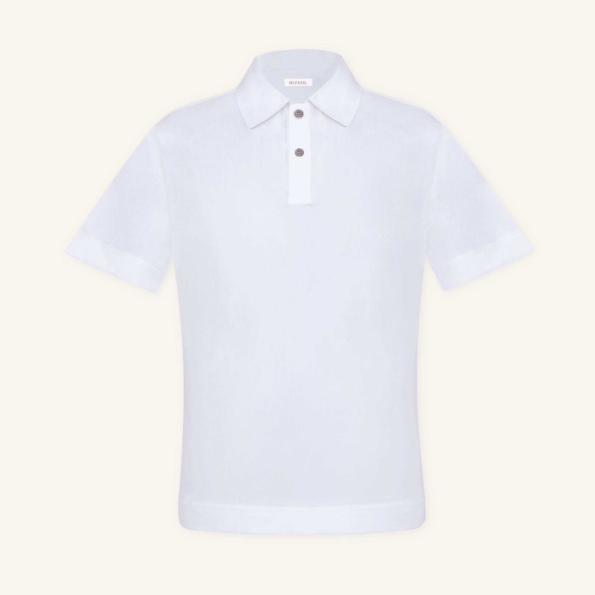 Rizvol Alba Blanc white Cotton Silk Shirt, front view