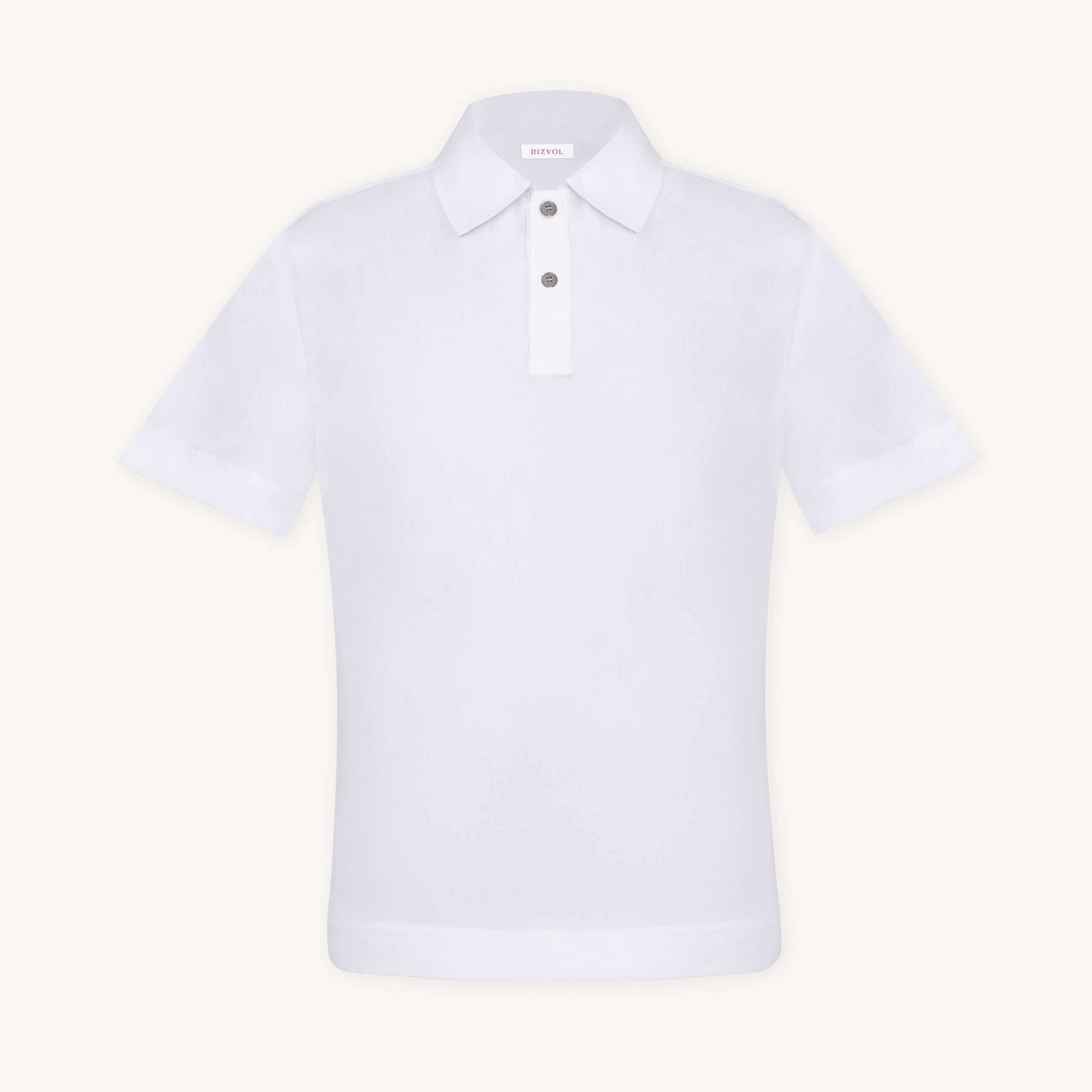 Rizvol Alba Blanc white Cotton Silk Shirt, front view