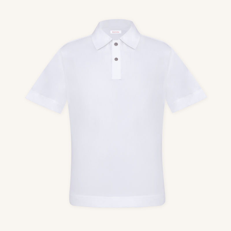 Rizvol Alba Blanc white Cotton Silk Shirt, front view