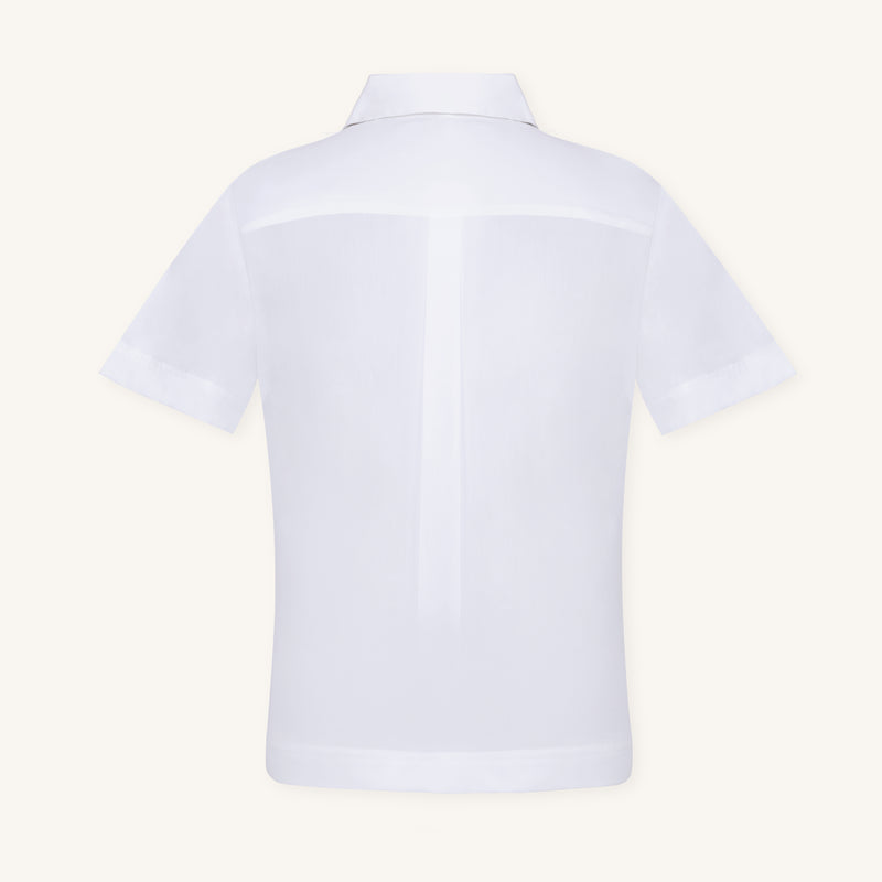 Rizvol Alba Blanc white Cotton Silk Shirt, back view