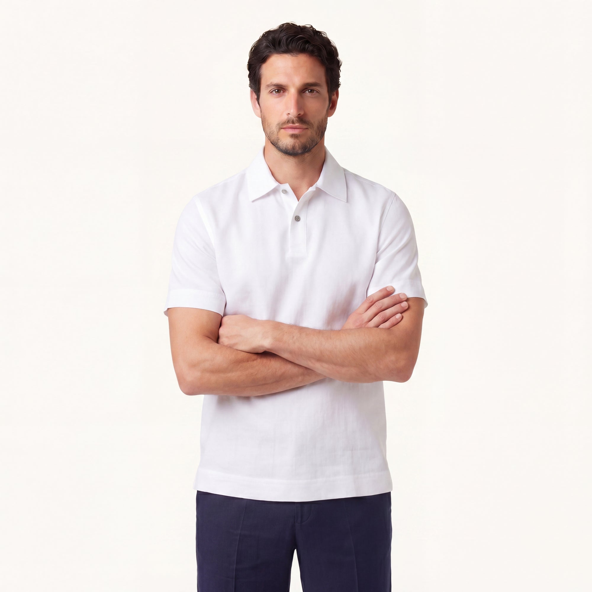 Blanc Cotton-Silk Polo Shirt