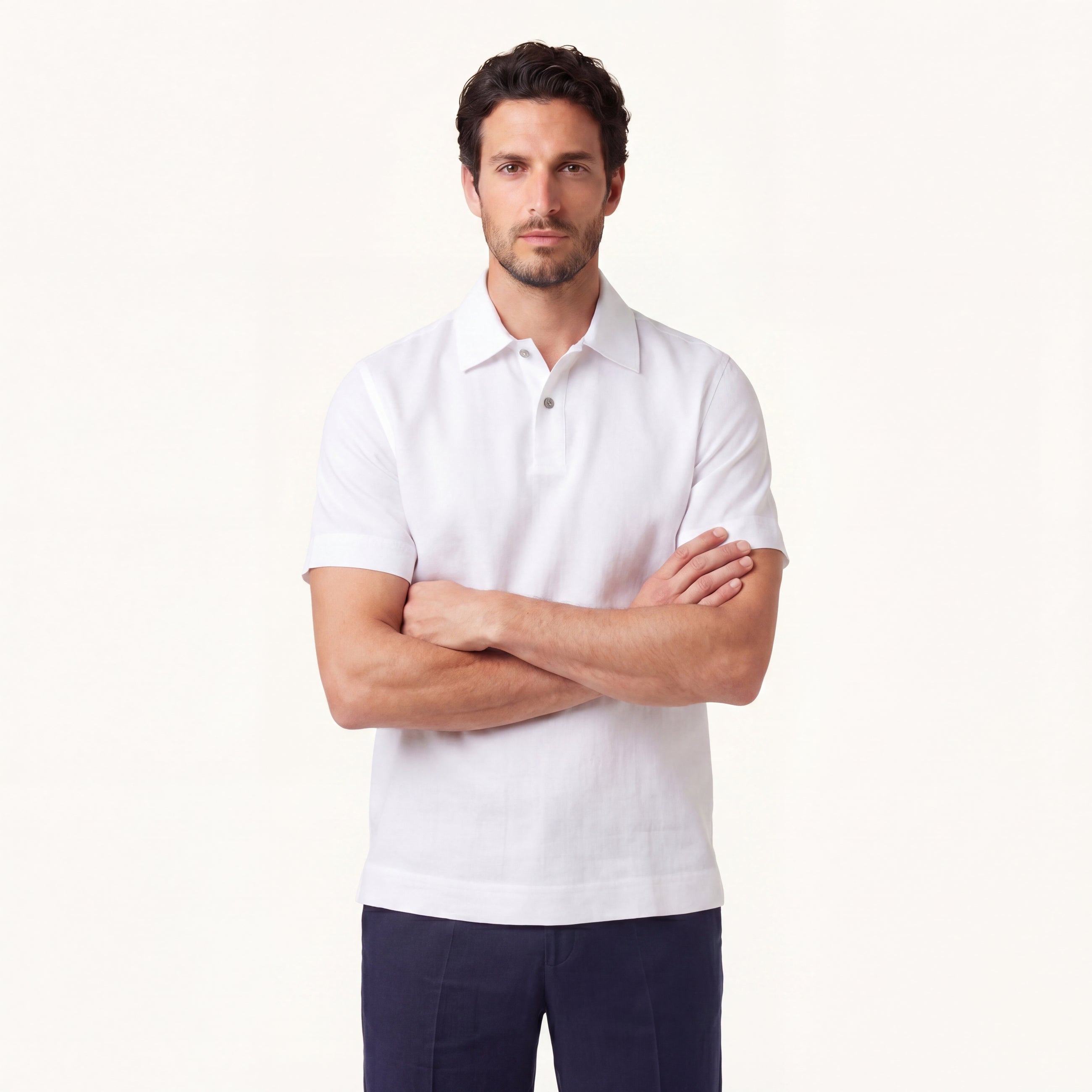 Blanc Cotton-Silk Polo Shirt