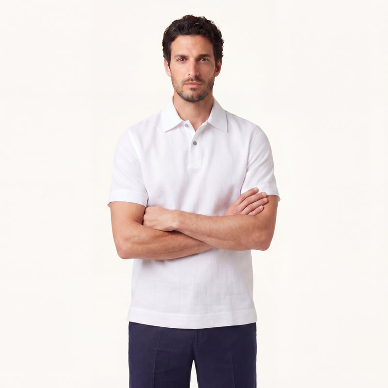 Blanc Cotton-Silk Polo Shirt